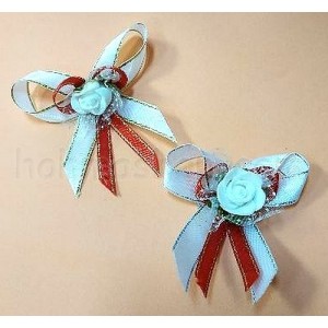 Бант біло-червоний з квіткою