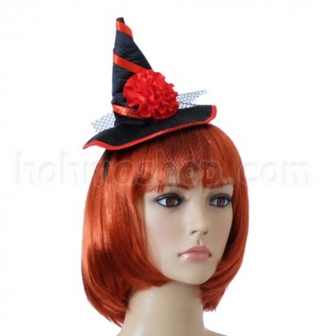 Капелюшок відьмочки на обідку з трояндою Капелюшок відьмочки на обідку з трояндою