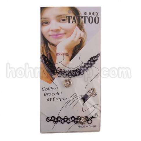 Тату чокер з сердечком: кольє, браслет, перстень
