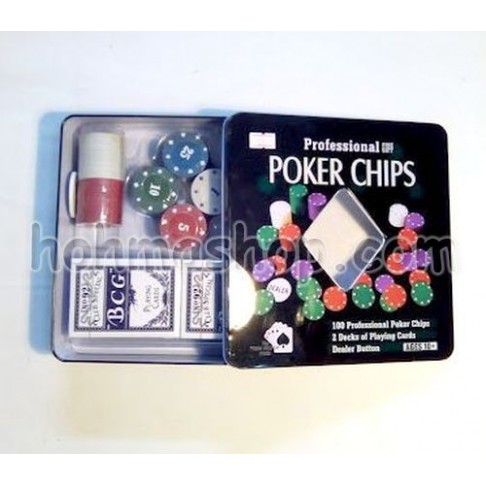 Покерний набір в прямокутій коробці, 100 фішок