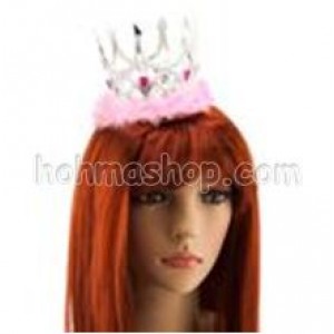 Обруч Корона з пухом (рожева) Обруч Корона з пухом (рожева)