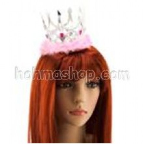 Обруч Корона з пухом (рожева)