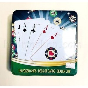 Покерний набір в квадратній коробці, 120 фішок Покерний набір в квадратній коробці, 120 фішок