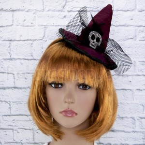 Капелюшок відьмочки на обідку з Черепом (бордовий) Капелюшок відьмочки на обідку з Черепом (бордовий)