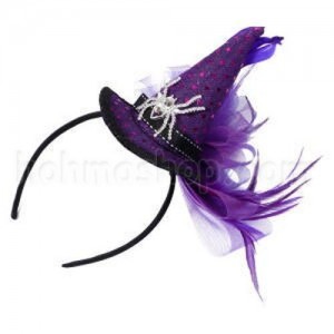 Шляпка Відьмі на обручі (фіолетова з павутиною)