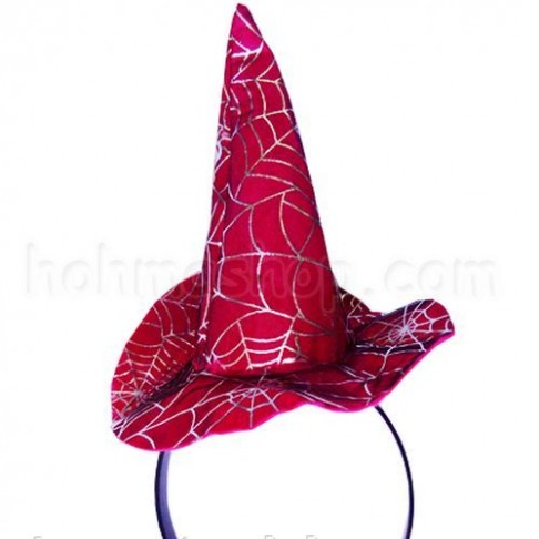 Шляпка Відьмі на обручі (червона)