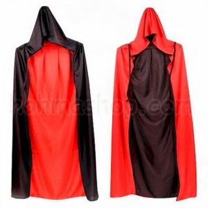 Карнавальний плащ Двосторонній з капюшоном чорно-червоний