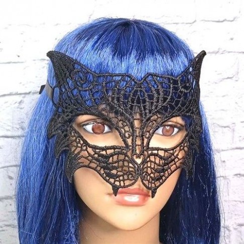 Кружевна маска Загадка кішка (чорна)