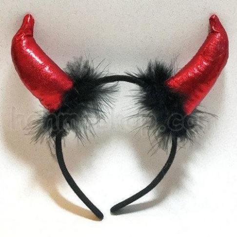 Обруч Ріжки чортика з пухом закручені