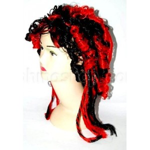 Перука червоно-чорна з буклями