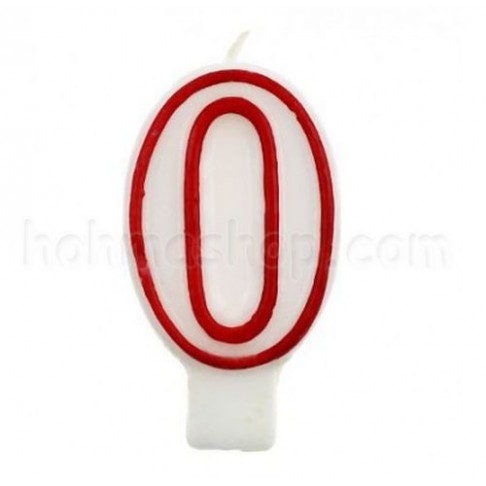 Свічка цифра 0 (червона)