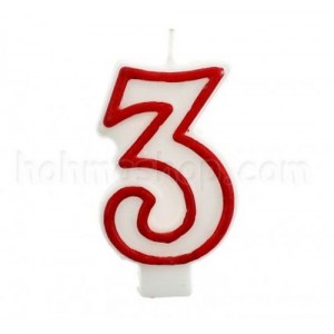 Свічка цифра 3 (червона)