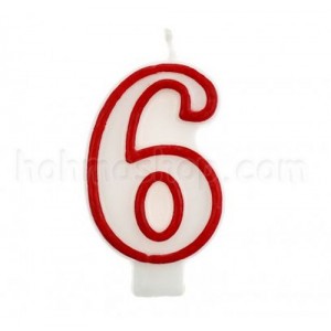 Свічка цифра 6 (червона)