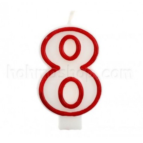Свічка цифра 8 (червона)